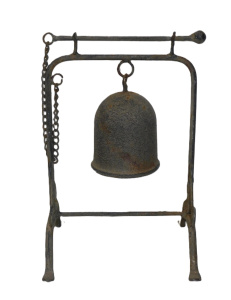 Lot 235 - Vintage Cast Metal Bell with attached striker 24cm H