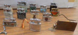 Lot 247 - Group lot Vintage Mini Cigarette Lighters, incl Sarome, Buiktons Bambi