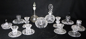 Lot 248 - Group Lot Crystal & Glass - incl Candlesticks, Trinket Boxes, Perf