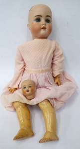 Lot 317 - 2 x late 1800s Doll items inc German Doll - bisque head, glass sleep