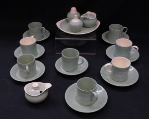 Lot 320 - Wedgwood modernist China inc Pale Green & Cream Cruet Set, 8 x De