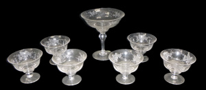 Lot 323 - Stuart Crystal 7piece Dessert Set with 'Love Birds' pattern