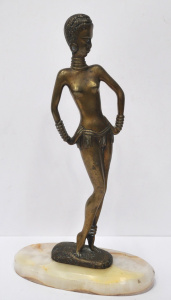 Lot 365 - Vintage c1930-50s heavy Cast Bronze of a Stylised Dancing Girl - no ma