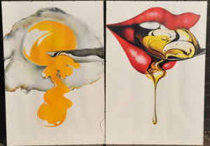 2 x Original Framed c1970 Michael English Posters - Spoon & Egg - both marke