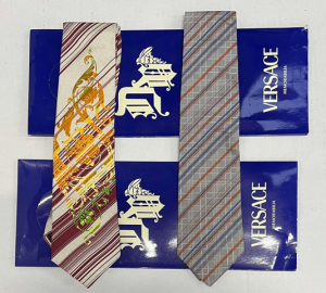 2 x Versace Memorabilia silk Ties - packaged unworn