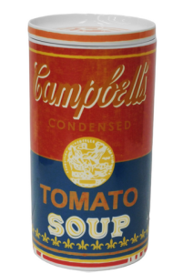 Boxed Rosenthal Andy Warhol Campbells Soup cylindrical ceramic Lidded Vase 32cm