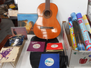 Group lot music related items incl Vintage Vinyl Records, incl Moody Blues LPs,
