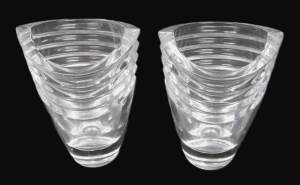 Pair Lenox Ovations Cut Crystal vases - Art Deco style design, 10 5cm H each
