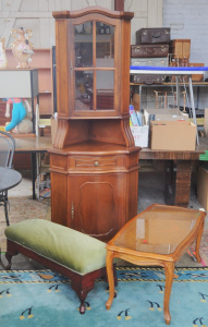 Lot 8 - Lot of Occasional Furniture incl Cane Coffee Table w Glass Top, Victoria