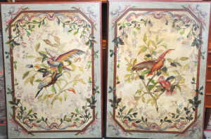 Lot 78 - 2 x Vintage Style Decorative Hand Painted Panels - Featuring Birds &