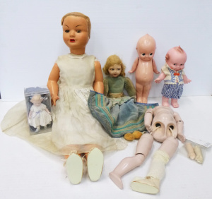 Lot 166 - Group lot of mostly Vintage Dolls & Doll parts inc, large Composit