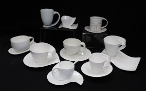 Lot 300 - Group lot of White Designer Cups & Saucers inc Villeroy & Boch