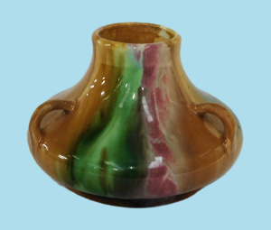 Lot 352 - 1930s McHugh Pottery Vase w Purple, Green & Brown Mottled Glaze -