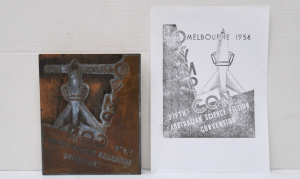 Vintage Printing Plate for the Melbourne 1956 Olympicon Fifth Australian Science