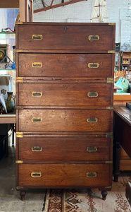 Lot 3 - 19thC three piece Military Campaign Chest - side handles missing - 155H