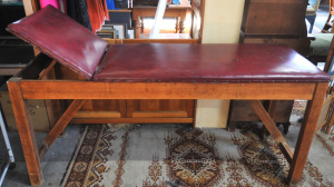 Lot 11 - Vintage c1920-30s Doctors Bench - light stained Oak frame w Adjustable