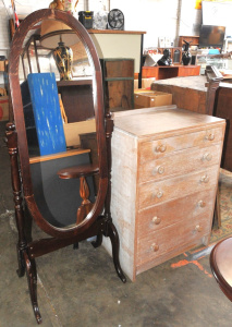 Lot 30 - 2 x Vintage Furniture Items, incl Hardwood Chest of Drawers w Lime Wash