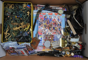 Lot 33 - Box lot of Mixed items incl Plastic Army Men, Mixed Watches & Sungl