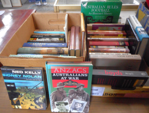 Lot 40 - 2 x Boxes Australian Books - Military, Sport, Art, etc incl Sidney Nola