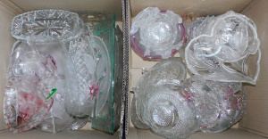 Lot 50 - 2 x Boxes Crystal & Glass Serving Ware inc Bowls, Platters etc