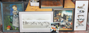 Lot 78 - Lot of Art incl Cezanne Art Book & Framed Woodblock Print by Louise