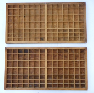 Lot 84 - 2 x Vintage Printers Type Set Trays - approx 82cm W