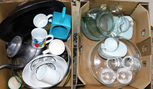 Lot 88 - 2 x Boxes Mixed inc Retro Mikasa Bowls, Sagaform rocking whisky glasses