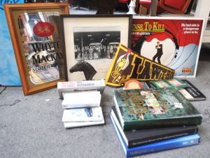 Lot 92 - Box of Mixed Items incl Australian Sporting Books, Ceramic Bust of King