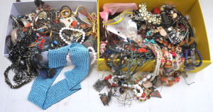 Lot 107 - 2 x boxes costume jewellery, necklaces, beads, earrings, etc