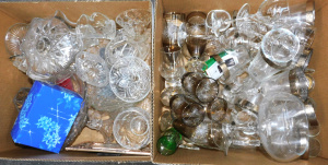 Lot 114 - 2 x Boxes Crystal & Glass inc Stemware glasses, Comports, Bowls, V