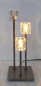 Lot 130 - Modernist Bloomingdales Sydney Table Lamp - square nickel plated colum