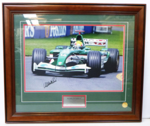 Lot 132 - Framed Ltd Ed signed Mark Webber photograph - Jaguar F1 racing Team Au