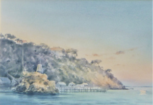 Lot 174 - John Sterchele (1946 - ) Gilt Framed Watercolour - Port Phillip Coasta