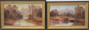 Lot 175 - Charles Young (Active c1880s-1900s) 2 x Framed Oil paintings - River s