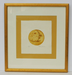 Lot 177 - Mary Eisman (USA Active c1990s+) Gilt Framed Etching - Crescent Moon -