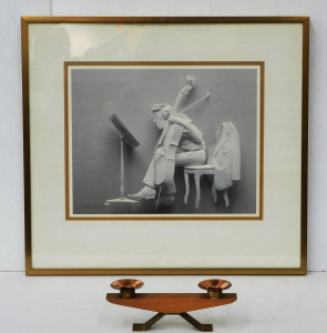 Lot 184 - 2 pces Mid Century inc Framed Reinhard Print - The Cellist 29 x 35cm &