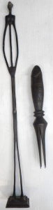 Lot 214 - 2 x Tribal items, incl Elongated Bronze Female Figure, and Fijian Cere