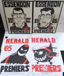 Lot 217 - 4 x modern Weg Essendon caricature Posters of 1960s Players & Prem