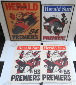 Lot 219 - 4 x Vintage framed & Unframed Essendon Weg Premiership Posters - F