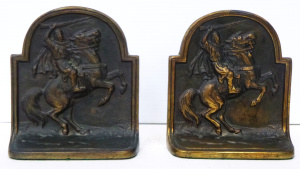 Lot 243 - Vintage Brass Arabian Horse & Warrior Bookends