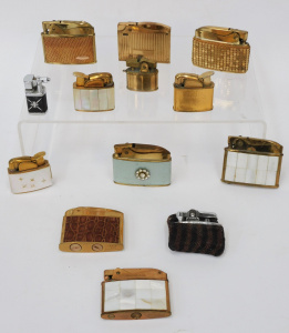 Lot 250 - Group Lot Smaller Sized Cigarette Lighters - incl Mother of Pearl, Gol