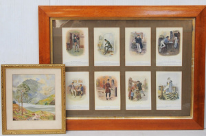 Lot 270 - 2 x Framed Pictures incl Framed Set of 8 Dickens Character Prints &