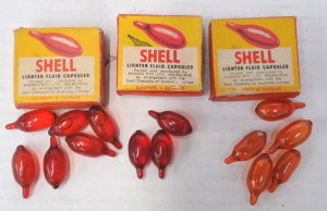 Lot 291 - 3 x Vintage SHELL Lighter Fluid Capsule Packets - Some w Contents