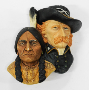 Lot 305 - Vintage Bossons Plaster Wall Plaque - Colonel Custer & Chief Sitti