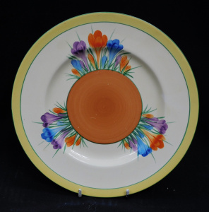 Lot 337 - 1940s Clarice Cliff Hand Painted Autumn Crocus plate 23cm D - Chip to