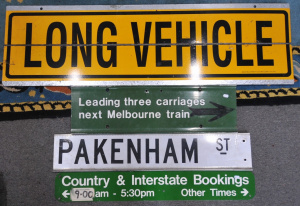 4 x Vintage Metal Signs incl signs for Long Vehicle, Pakenham St, CountryInterst