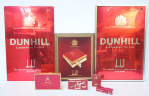 Group lot - Vintage Dunhill Cigarette Advertising & Accessories - unframed &