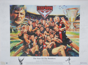 Large framed Essendon Premiership Presentation - The Year of the Bomber - celebr