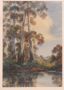 Lorraine Davies (Active c1970s - 90s) Large Gilt Framed Pastel - River Reflectio