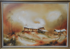 Noel Miller (Active c1970 - 80s) Large Gilt framed Oil Painting - Near Charlton